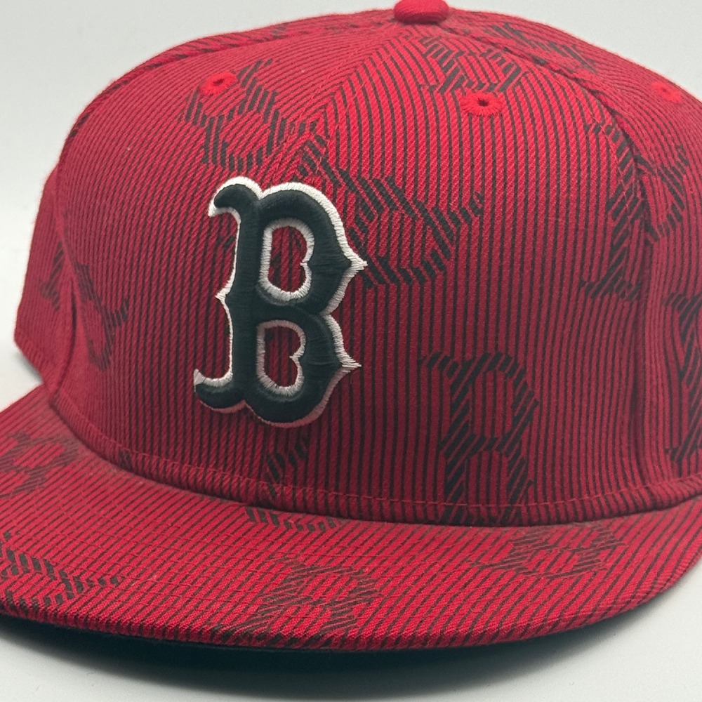 New Era 59FIFTY Boston Red Sox MLB Red Monogram Pinstripe Fitted Hat 7 1/2 Wool